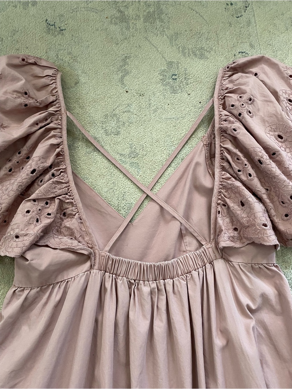 En Saison Barnette Maxi Dress Dusty Rose Mauve Cotton Eyelet Open Back Pockets - Picture 13 of 16